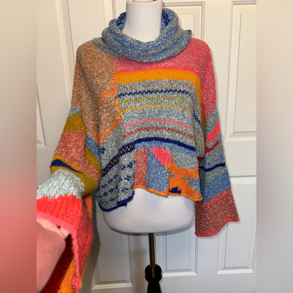 Sincerely Jules Patchwork Knit Cropped Sweater Bo… - image 4